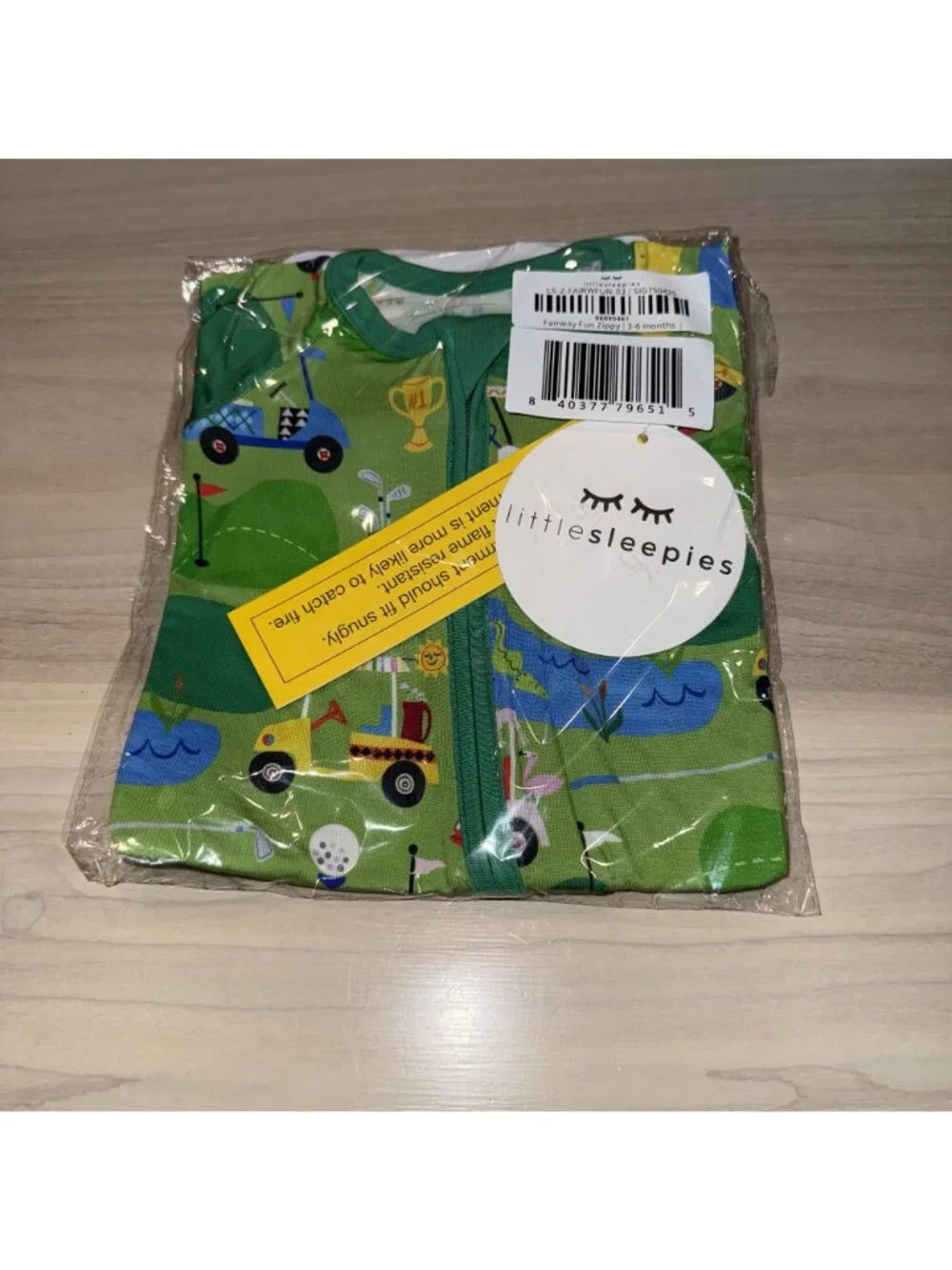 NWT Little Sleepies Fairway Fun Green Zippy One Piece Baby Size 3-6 Months